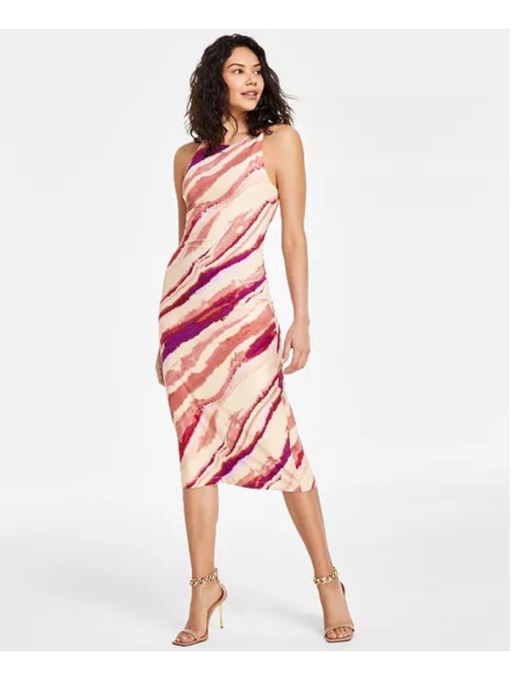 Women's Rachel Rachel Roy Midi Dress Beige Red Abstract